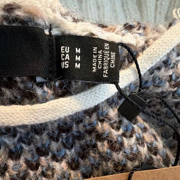 Vero Moda Floral Print Open Front Cardigan Sweater Cream Brown Blue Chunky Knit - Picture 8 of 12